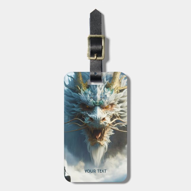 Fantasy Cute Great Strong Dragon Luggage Tag (Front Vertical)