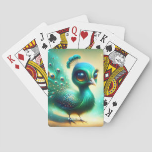 Fantasy Cute  Green Baby Peacock Playing Cards