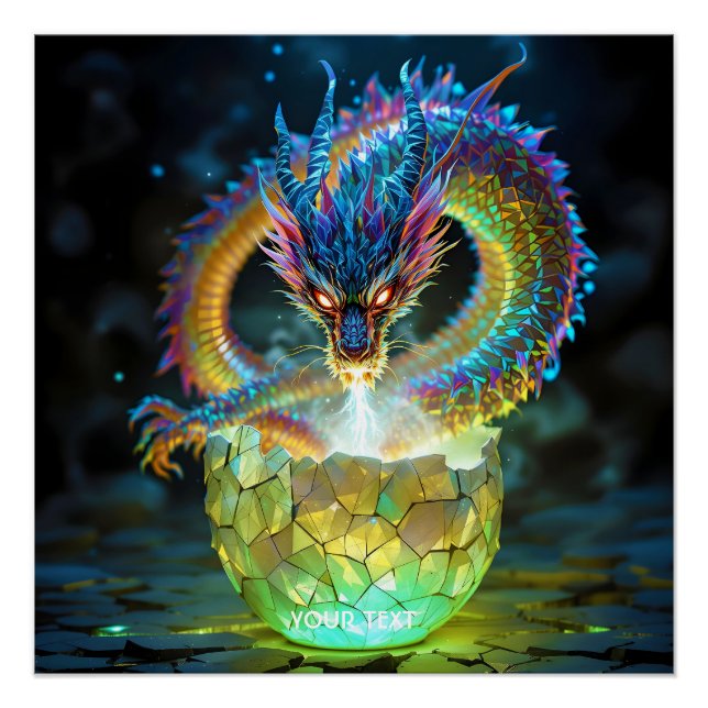 Fantasy Cute Green Dragon Egg Poster (Front)