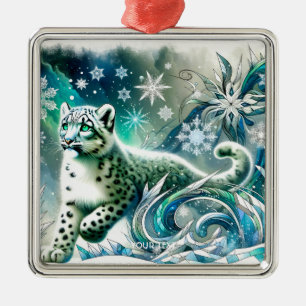 Fantasy Cute Green Eyes Leopard Metal Ornament