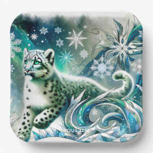 Fantasy Cute Green Eyes Leopard Paper Plate