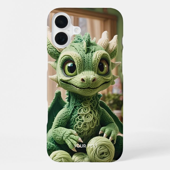 Fantasy Cute Green Yarn Dragon iPhone Case (Back)
