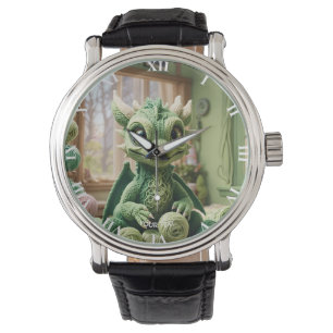 Fantasy Cute Green Yarn Dragon Watch
