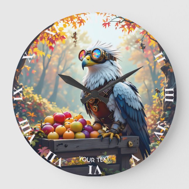 Fantasy Cute Griffin Farmstand Tree Large Clock (Front)