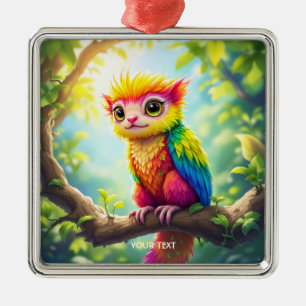 Fantasy Cute Half Ferret Hybrid Metal Ornament
