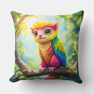 Fantasy Cute Half Ferret Hybrid Throw Pillow