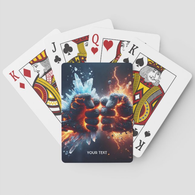 Fantasy Cute Hands Lava Ice Playing Cards (Back)