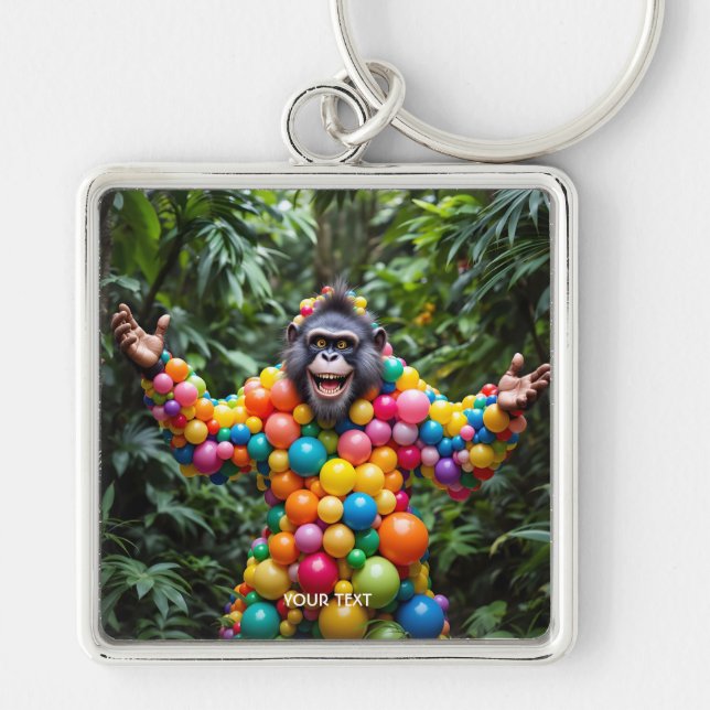 Fantasy Cute Happy Colourful Monkey Keychain (Front)