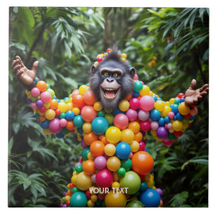 Fantasy Cute Happy Colourful Monkey Tile