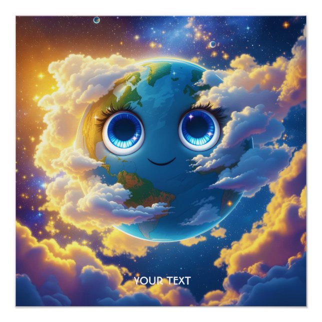 Fantasy Cute Happy Earth Space  Poster (Front)
