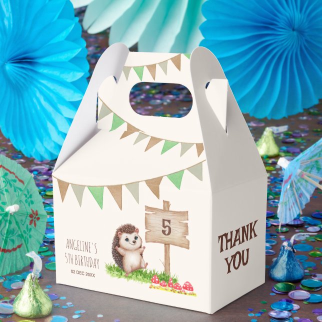 Fantasy Cute Happy Hedgehog Forest Birthday  Favor Box (Party)