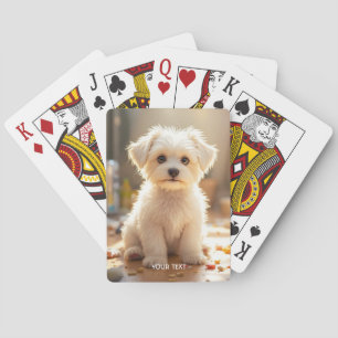 Fantasy Cute Happy Maltese Puppy Playing Cards