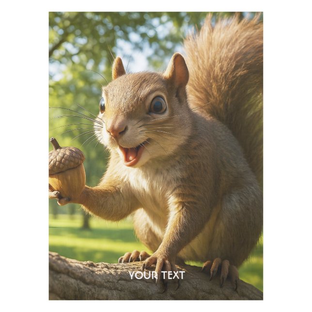 Fantasy Cute Happy Squirrel Forest Tablecloth (Front)