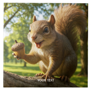 Fantasy Cute Happy Squirrel Forest Tile