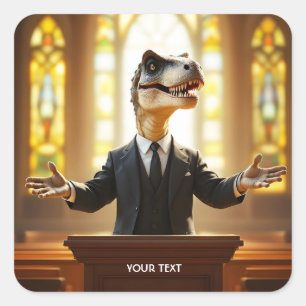 Fantasy Cute Happy Velociraptor Raptor Square Sticker