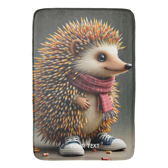 Fantasy Cute Hedgehog Sharp Needles Bath Mat (Front Vertical)