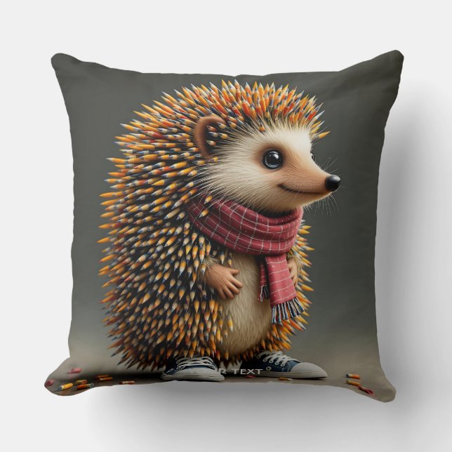 Fantasy Cute Hedgehog Sharp Needles Throw Pillow (Front)