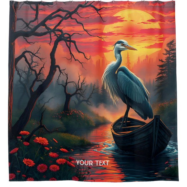 Fantasy Cute Heron Evening Lake (Front)