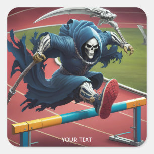 Fantasy Cute Hurdles Man Running Square Sticker