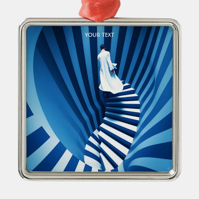 Fantasy Cute Impossible Room Strips Metal Ornament (Front)