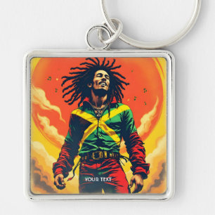 Fantasy Cute Jamaica Flag Sun Keychain