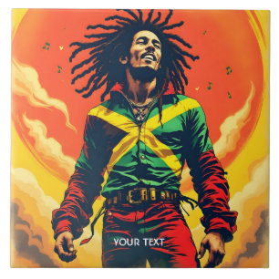 Fantasy Cute Jamaica Flag Sun Tile