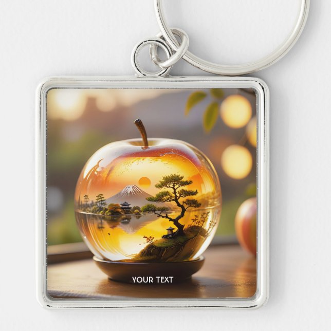 Fantasy Cute Japanese Apple View Keychain (Front)