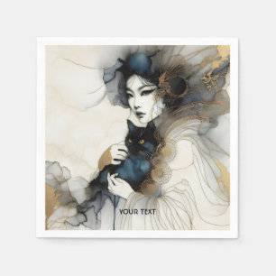 Fantasy Cute Japanese Girl Cat Napkin