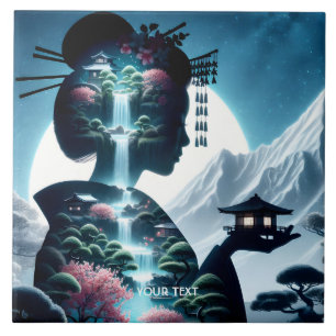 Fantasy Cute  Japanese Girl Landscape Tile