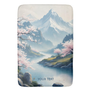 Fantasy Cute Japanese Spring Landscape Bath Mat