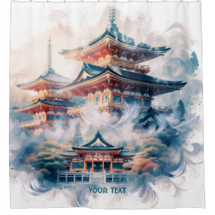 Fantasy Cute Japanese Temple Watercolor
