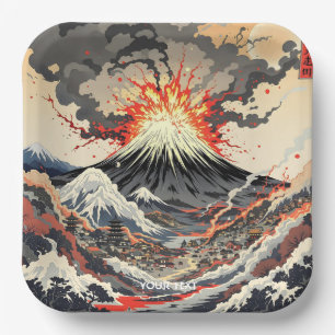 Fantasy Cute Japanese Volcano Erupting Paper Plate
