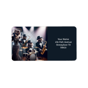 Fantasy Cute  Jazz Band Cats Label