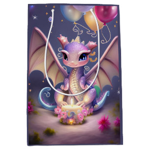 Fantasy Cute Kawaii baby dragon  Medium Gift Bag