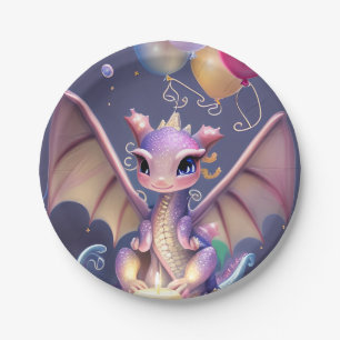 Fantasy Cute Kawaii baby dragon  Paper Plate
