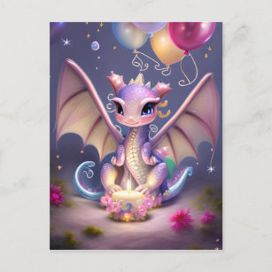 Fantasy Cute Kawaii baby dragon Postcard