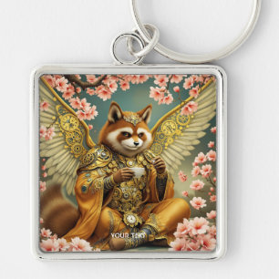Fantasy Cute King Tanuki Tea Keychain
