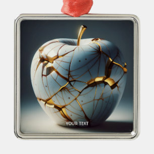 Fantasy Cute Kintsugi Porcelain Apple Metal Ornament