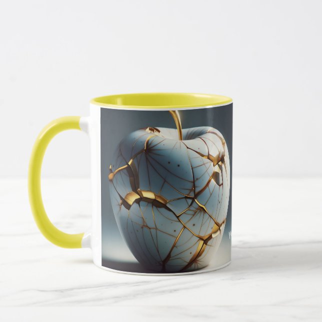 Fantasy Cute Kintsugi Porcelain Apple Mug (Left)