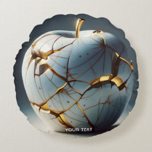 Fantasy Cute Kintsugi Porcelain Apple Round Pillow