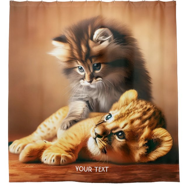 Fantasy Cute Kitten Playing With Tiger (Front)