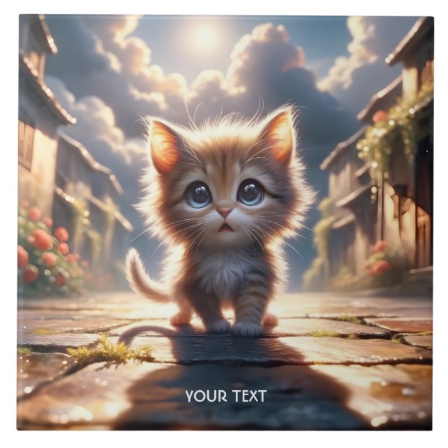 Fantasy Cute Kitten Road City Tile (Front)