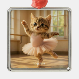 Fantasy Cute Kitten Small Ballerina Metal Ornament