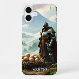 Fantasy Cute Knight Guarding Eggs iPhone 16 Plus Case