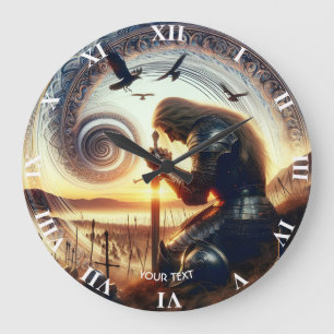 Fantasy Cute Knight Sword Legend Large Clock