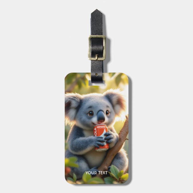 Fantasy Cute Koala Drinks Tree Luggage Tag (Front Vertical)