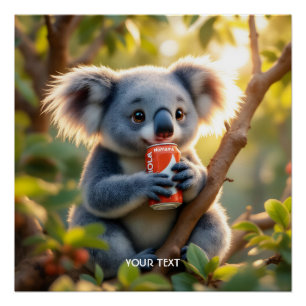 Fantasy Cute Koala Drinks Tree Poster