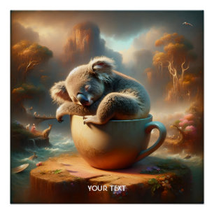 Fantasy Cute Koala Tea Cup Poster