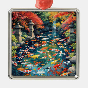 Fantasy Cute Koi Fish Pond Metal Ornament
