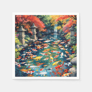 Fantasy Cute Koi Fish Pond Napkin